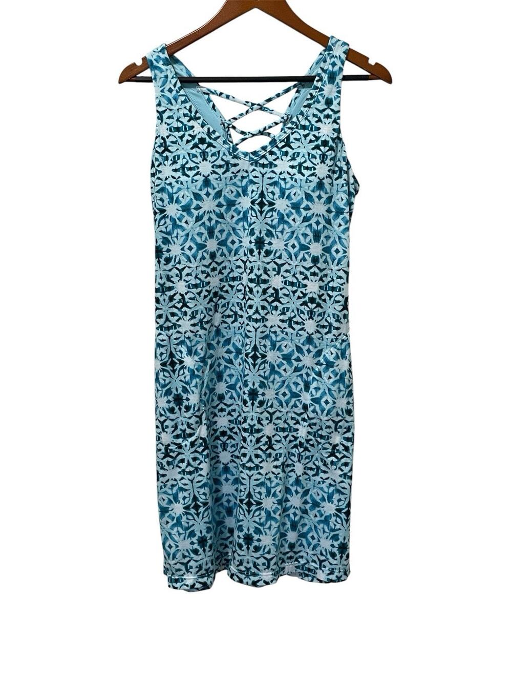 Zeroxposure Athletic Dress Blue Built In Bra Pockets Stretchy Blue Geometric Med